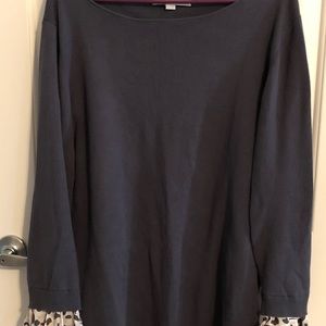 Dark gray sweater with pink animal print detail